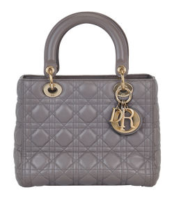 Lady Dior Medium, Leather, Grey, 01BO0138(2018), 3*